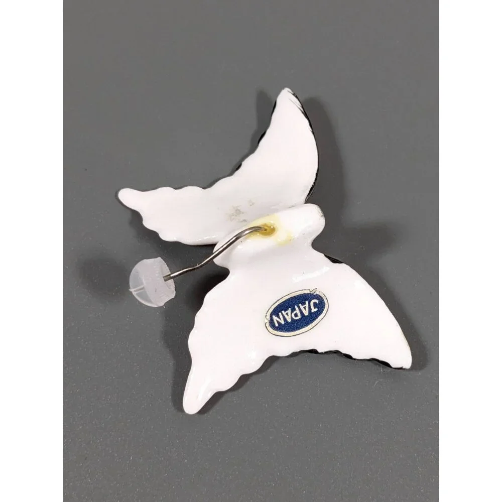 Vintage Japan Porcelain 3D Pin Painted Butterfly Stick Pin‎